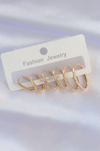 Pirinç Gold Renk İnce Oval Küpe Seti TG27BKP8988