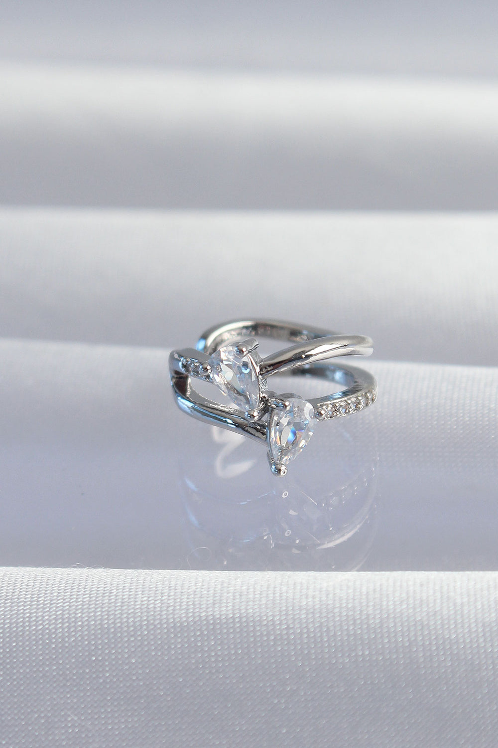 Pirinç Gümüş Renk Zirkon Taşlı Damla Earcuff Küpe TG27BKP9334