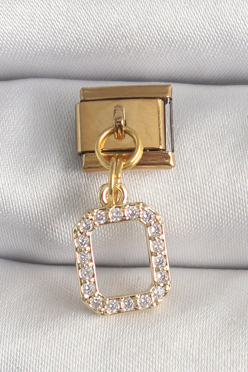 316L Çelik Gold Renk Sallantı Kare Zirkon Taşlı Nomination Charm TG27BC1350