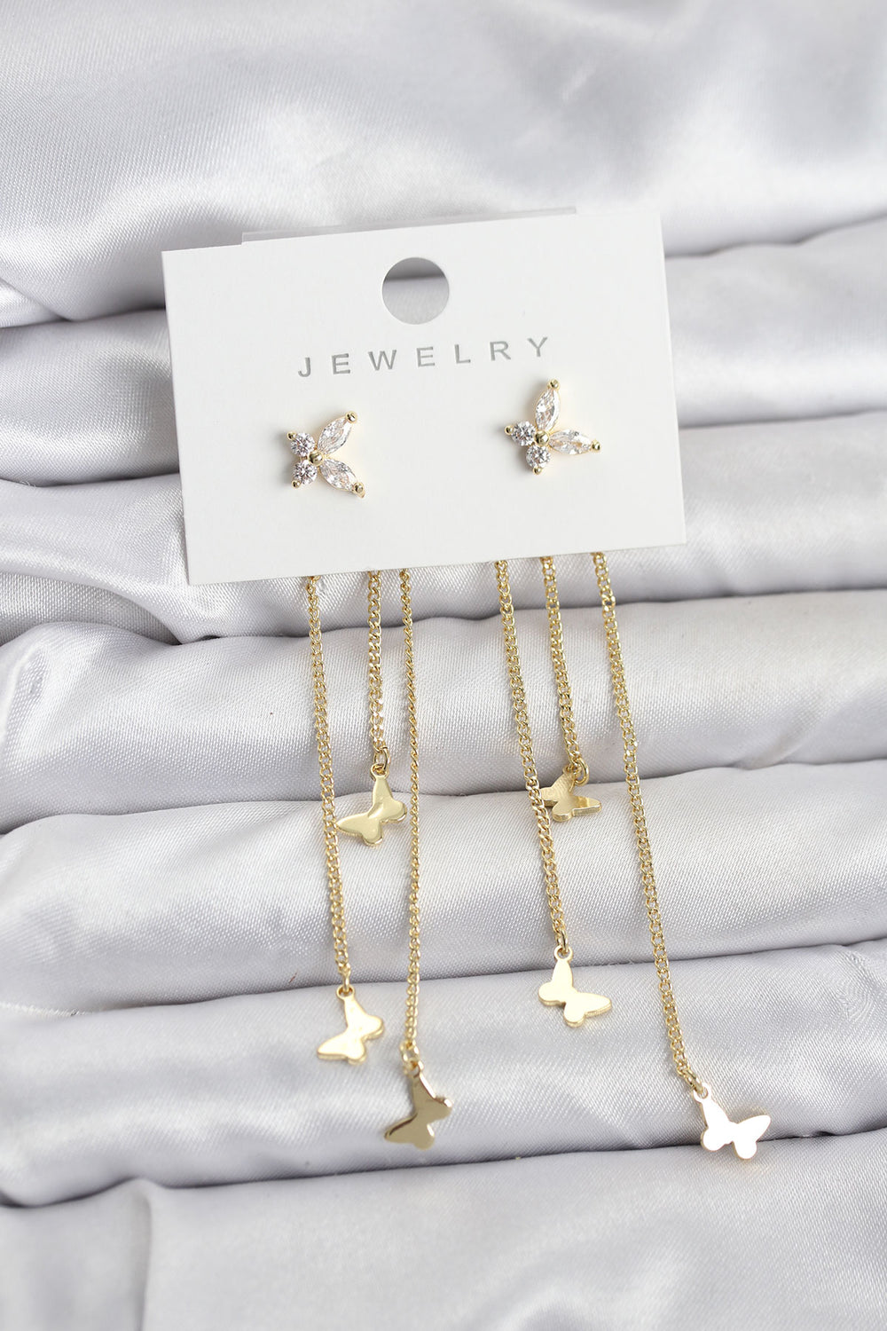 Kelebek Model Gold Renk Pirinç Sallantılı Kadın Küpe TG27BKP11457