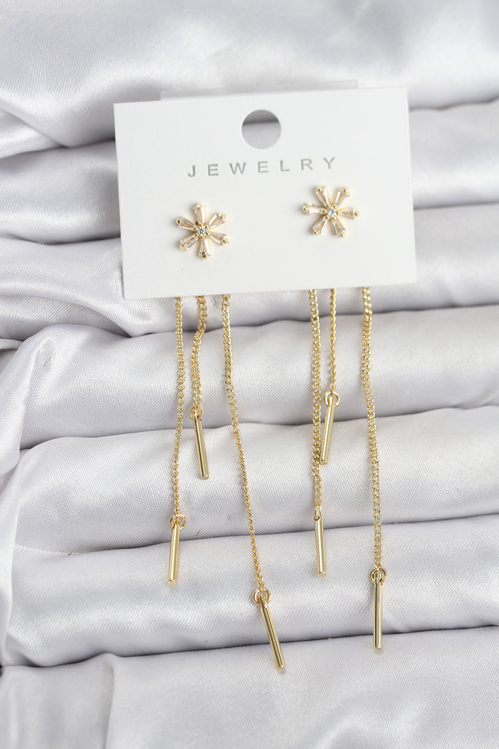 Çiçek Model Gold Pirinç Sallantılı Kadın Küpe TG27BKP11465