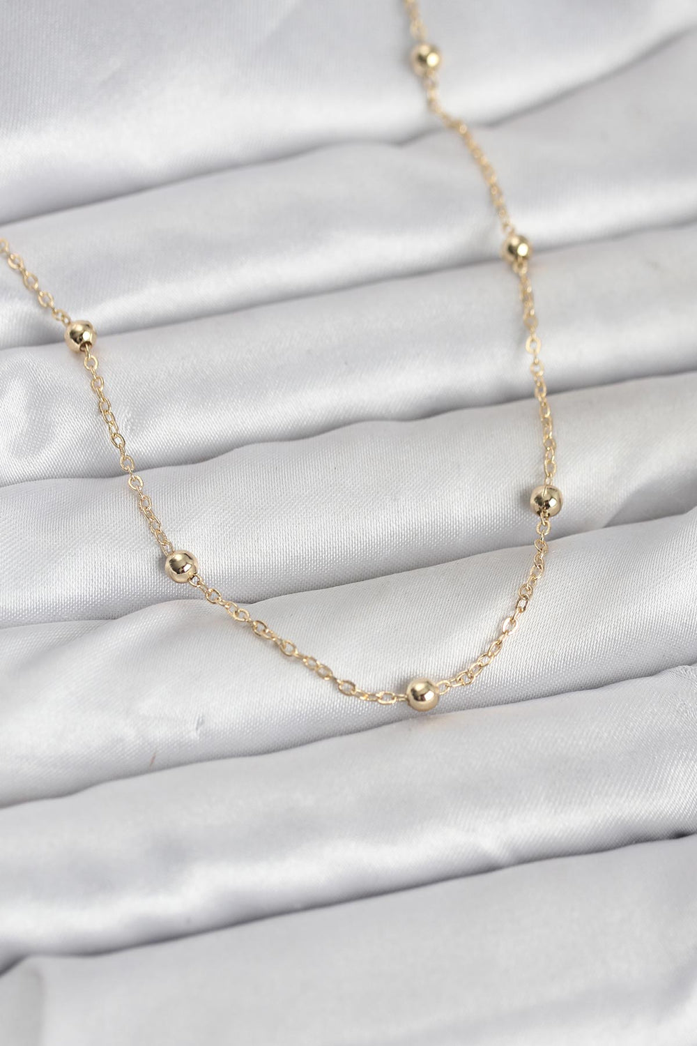 CM 14K Gold Renk Pirinç Top Zincirli 60 cm Kadın Kolye TG27BKO10940