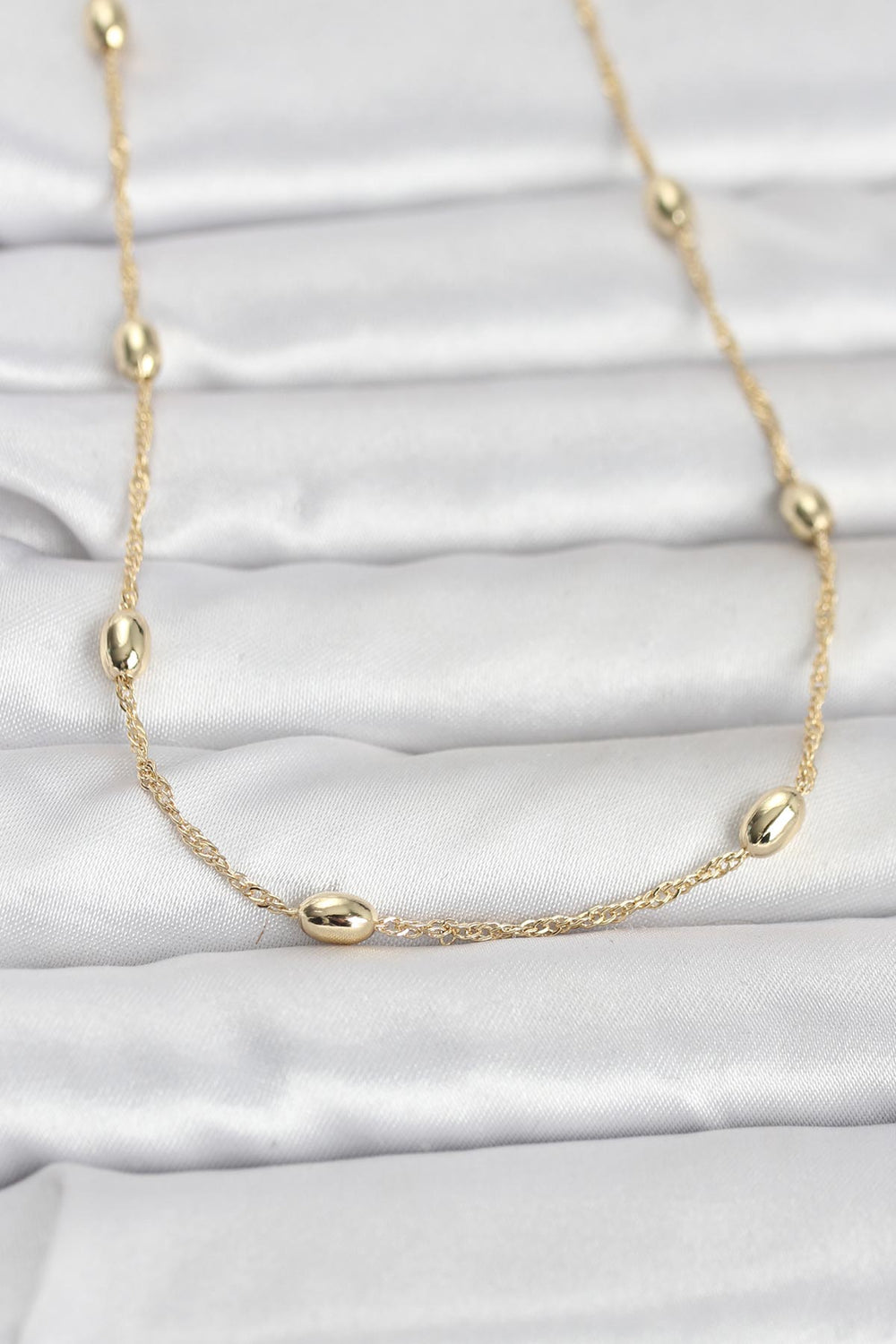 CM 14K Gold Renk Topçuklu Burgu Zincir Model 60 cm Kadın Kolye TG27BKO10963