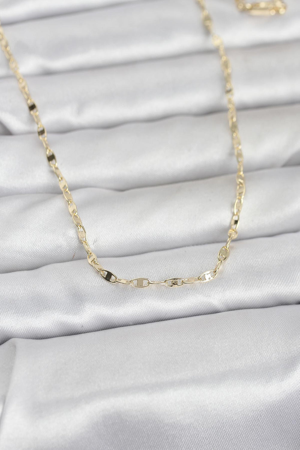 CM 14K Gold Renk Yassı Gemici Zincir Model 60 cm Kadın Kolye TG27BKO10967