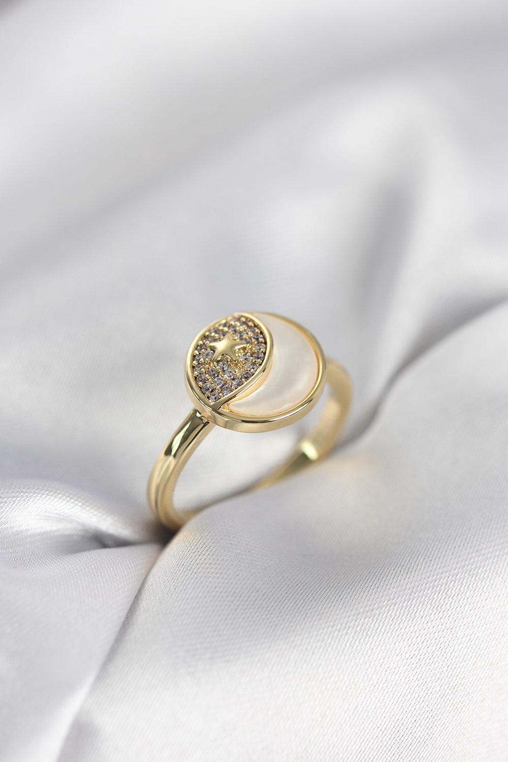 Ay Yıldız Model Gold Renk Zirkon Taşlı Kadın Yüzük TG27BYK3995