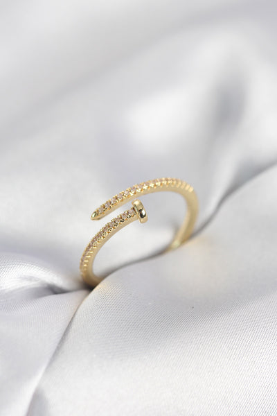 Çivi Model Zirkon Taşlı Gold Renk Kadın Yüzük TG27BYK4076