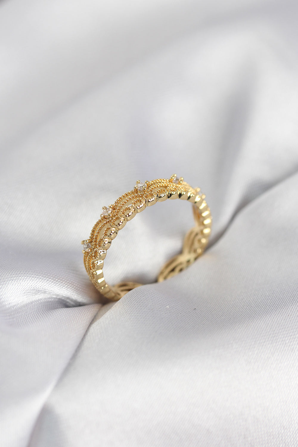 Gold Renk Motif Desenli Zirkon Taşlı Kadın Yüzük TG27BYK4145
