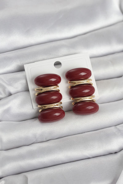 Bordo Vintage Model Gold Renk Kadın Küpe TG27BKP11676