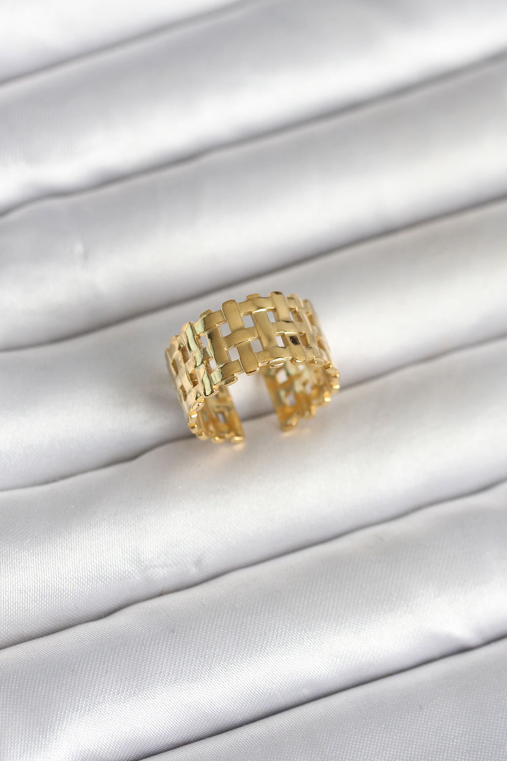 316L Çelik Gold Renk Hasır Model Kadın Yüzük TG27BYK4161