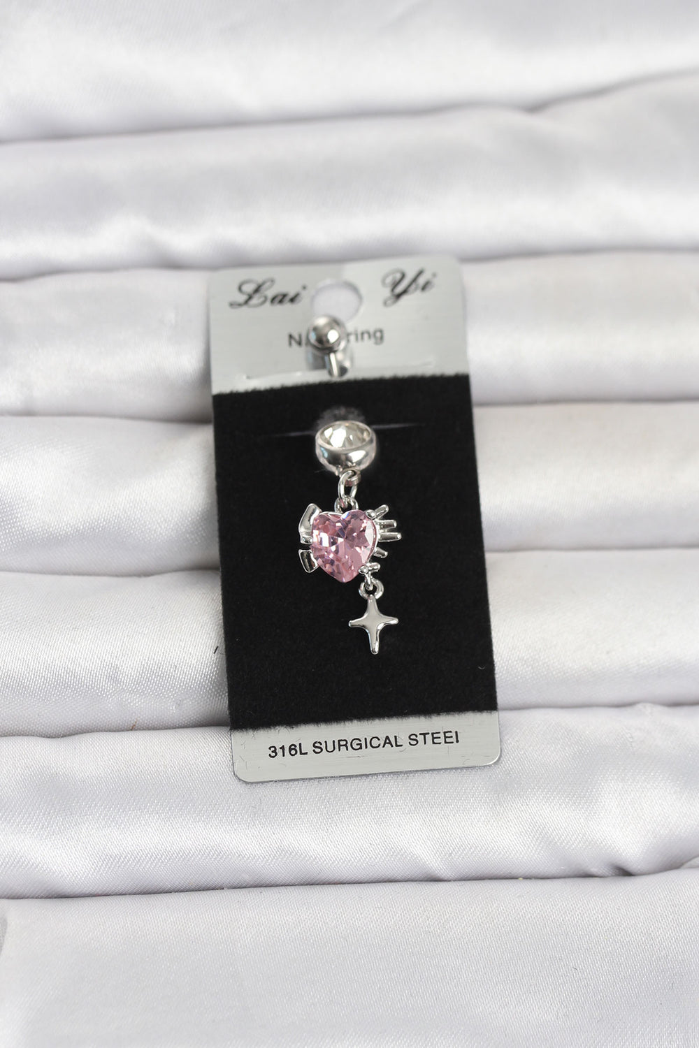 316L Cerrahi Çelik Pembe Zirkon Taşlı Model Göbek Piercing TG27PR1408