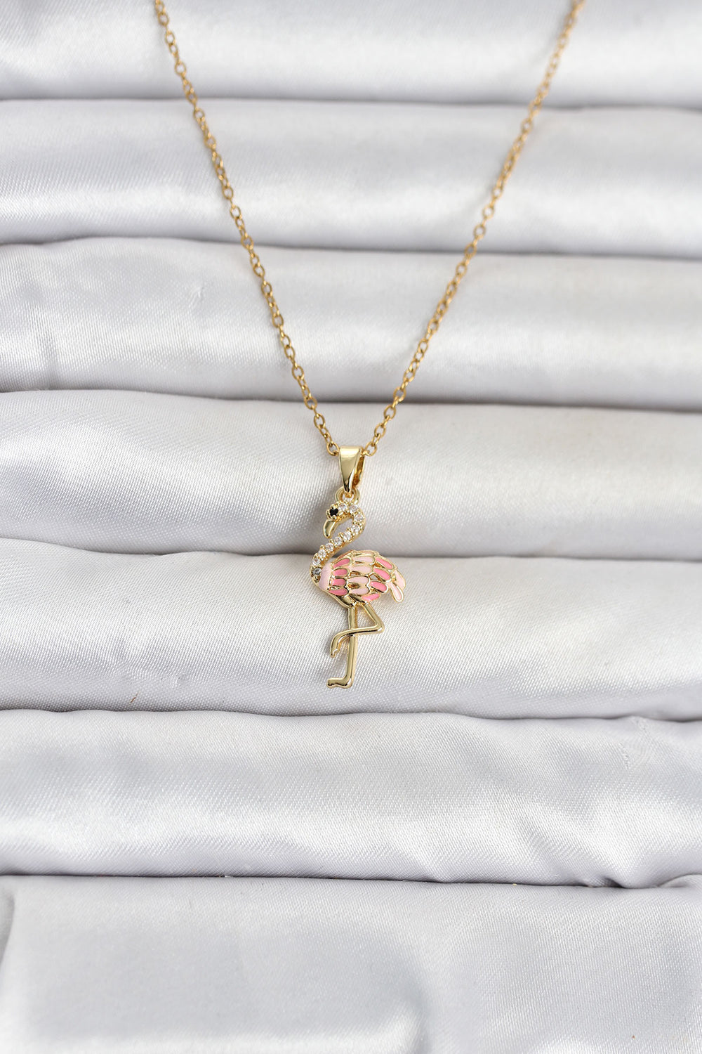 316L Çelik Zincir Gold Renk Flamingo Model Kadın Kolye TG27BKO11106