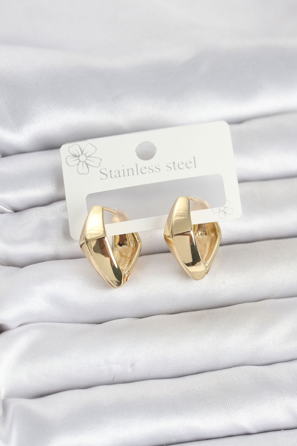 316L Çelik Gold Renk Elmas Model Halka Kadın Küpe TG27BKP11855