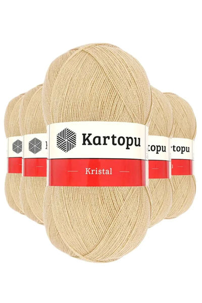 5 Adet Kristal Çift Katlı El Örgü Lif İpi Sütlü Kahve K884 - kartopu mudanis