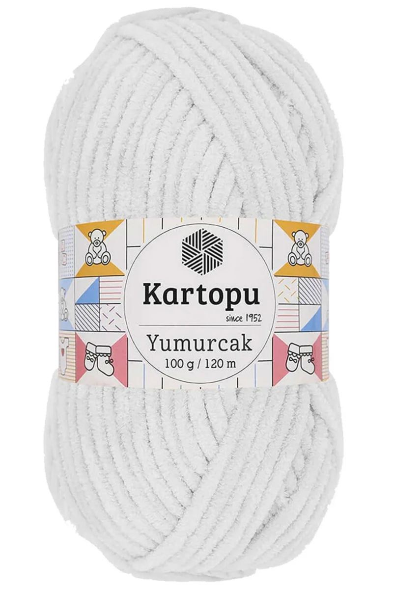 Yumurcak Kadife El Örgü İpi Kar Beyaz K010 - kartopu mudanis