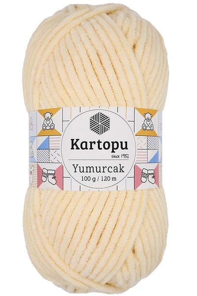 Yumurcak Kadife El Örgü İpi Koyu Krem K349