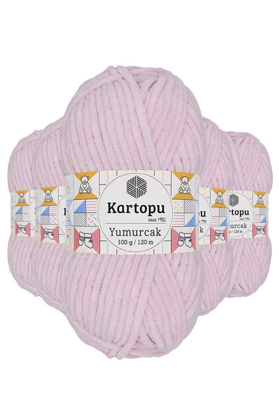 5 Adet Yumurcak Kadife El Örgü İpi Toz Pembe K1562 mudanis