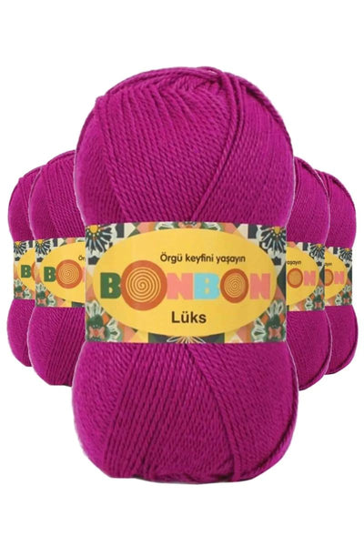 5 Adet Lüks Patik İpi Yünü Fuşya 98403 - bonbon mudanis