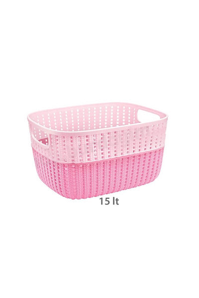Çift Renkli Örgü ve Çamaşır Sepeti 15Lt 28.4 x 37.7 x 17.1 cm Renk4