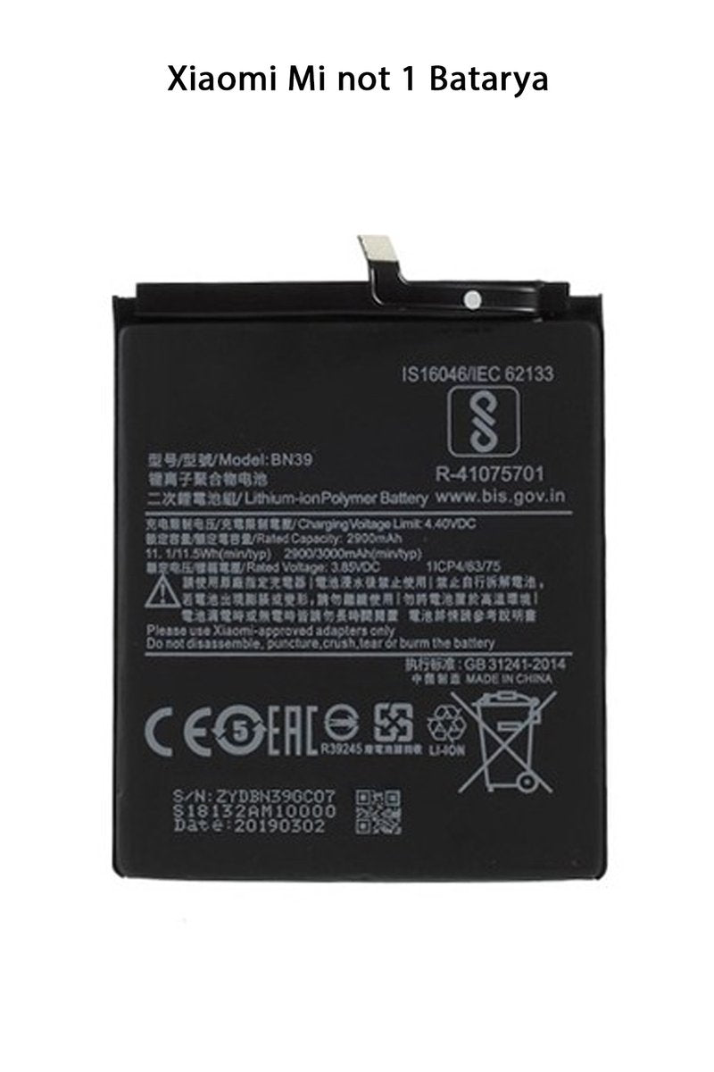 Xiaomi Mi Not 1 Telefonlarla Uyumlu Batarya 3000 mAh