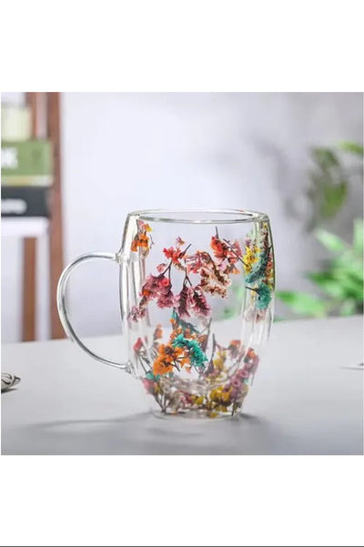 Organik Çiçekli Borosilikat Bardak 350 Ml. - BRD-150 BH