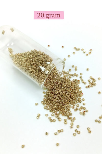 Dökme Cam Kum Boncuk (11/0) 2 mm - 20 Gram - Altın - BNC024