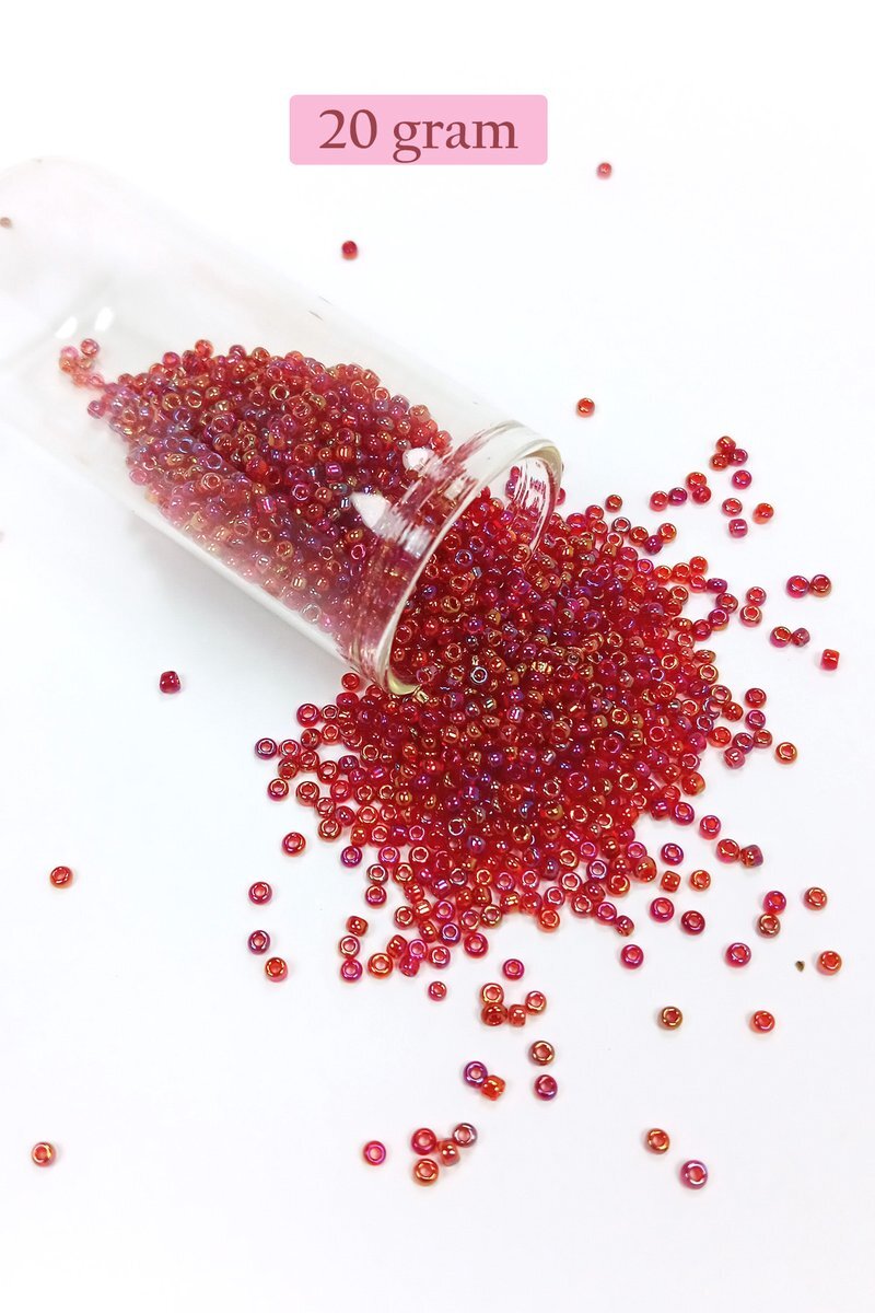 Dökme Cam Kum Boncuk (11/0) 2 mm - 20 Gram - Morlu Kırmızı - BNC028