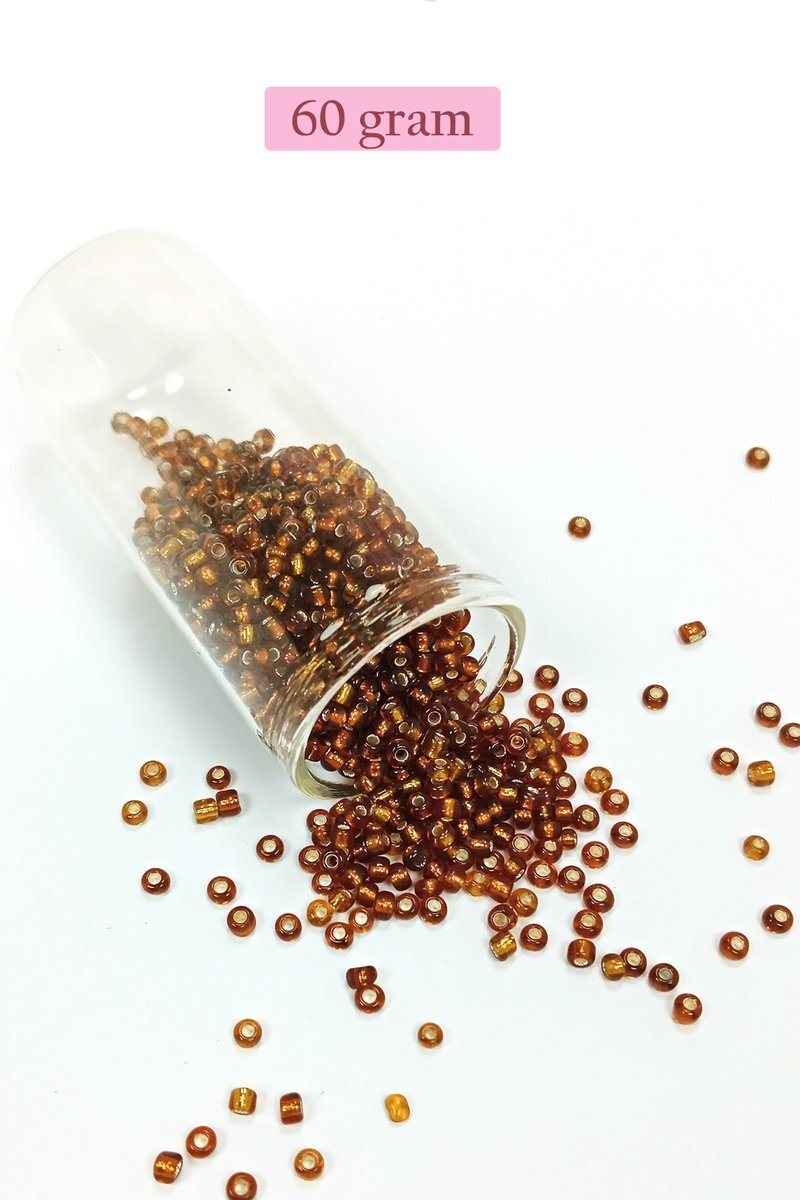 Dökme Cam Kum Boncuk (8/0) 3 mm - 60 Gram - Şeffaf Kahve - BNC198