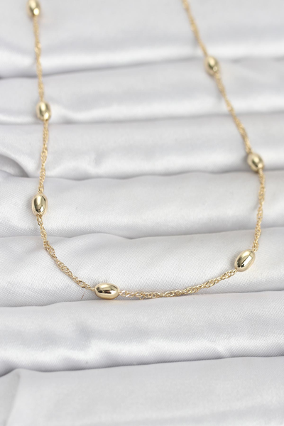 CM 14K Gold Renk Topçuklu Burgu Zincir Model 60 cm Kadın Kolye 5886