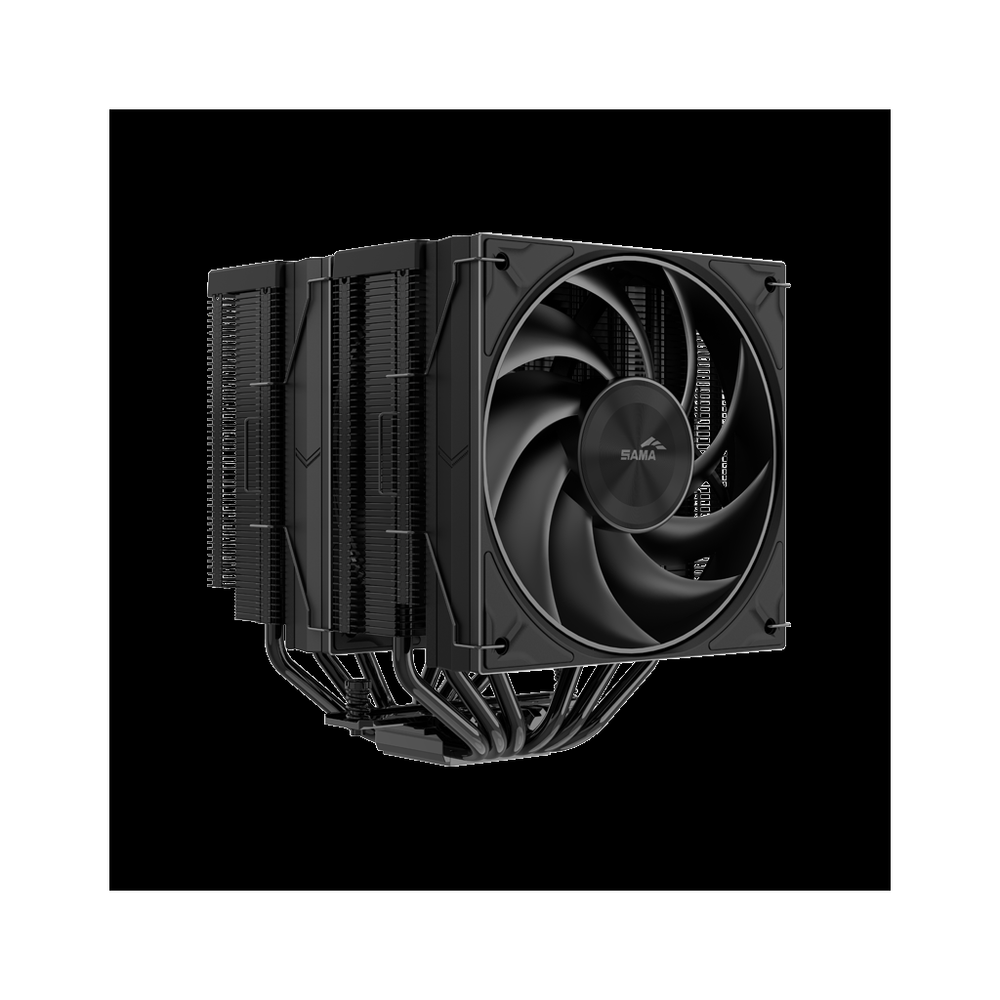 Sama A60B Black 2x120mm Mono Fan Kule Tipi Hava Soğutma 6 adet Gelişmiş Siyah Kaplamalı Bakır Isı Borusu CPU Fan (AMD ve Intel Tüm işlemciler ile u...