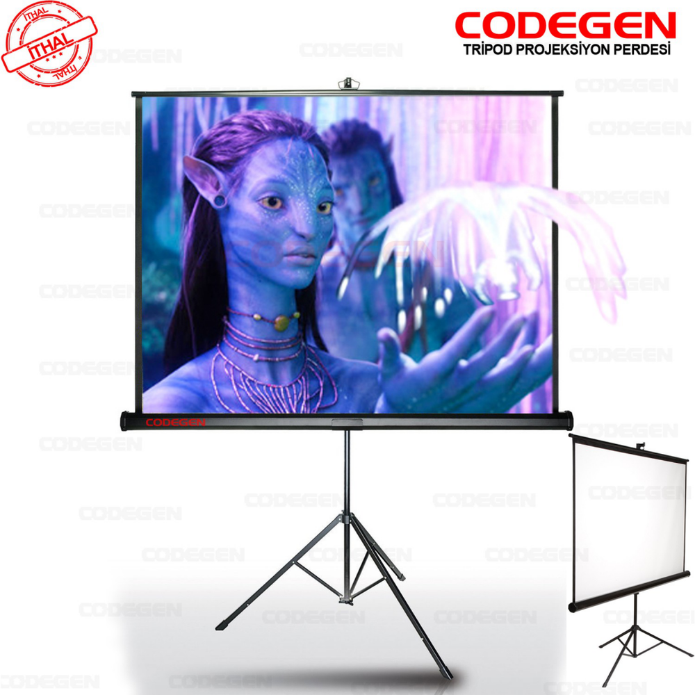 Codegen TX-18 Trıpod Projeksiyon Perdesİ 180X180 (Arkası Siyah Fonlu - Taşınabilir Ayaklı Model)(1923)