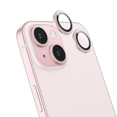 Hoco Crystal Clear iPhone 15-15 Plus HD 3D Metal Çerçeveli Kamera Koruyucu Lens