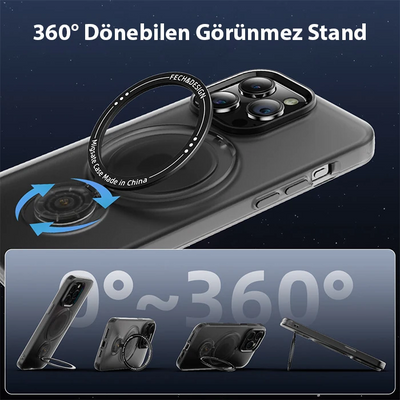 Ally iPhone 15 Plus İçin Magsafe Uyumlu Standlı Manyetik Silikon Kılıf