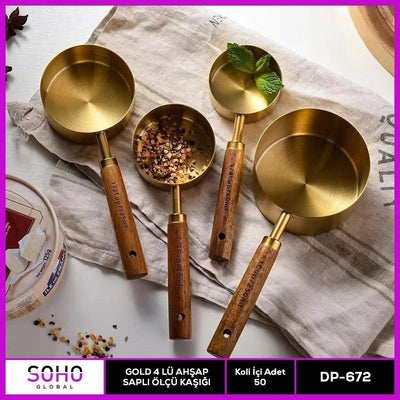 Gold 42lü Ahap Saplı Ölçü Kaşığı