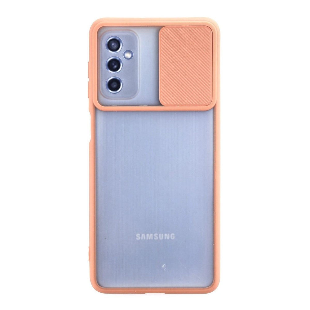 Samsung Galaxy M52 5g Kılıf Palm Buzlu Kamera Sürgülü Silikon - Pembe