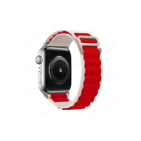 Apple Watch 42mm Mountain Kordon - Beyaz-kırmızı