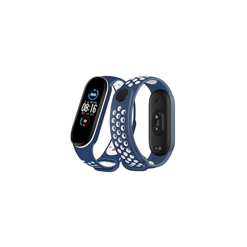 Xiaomi Mi Band 6 Spor Delikli Kordon - Lacivert-beyaz