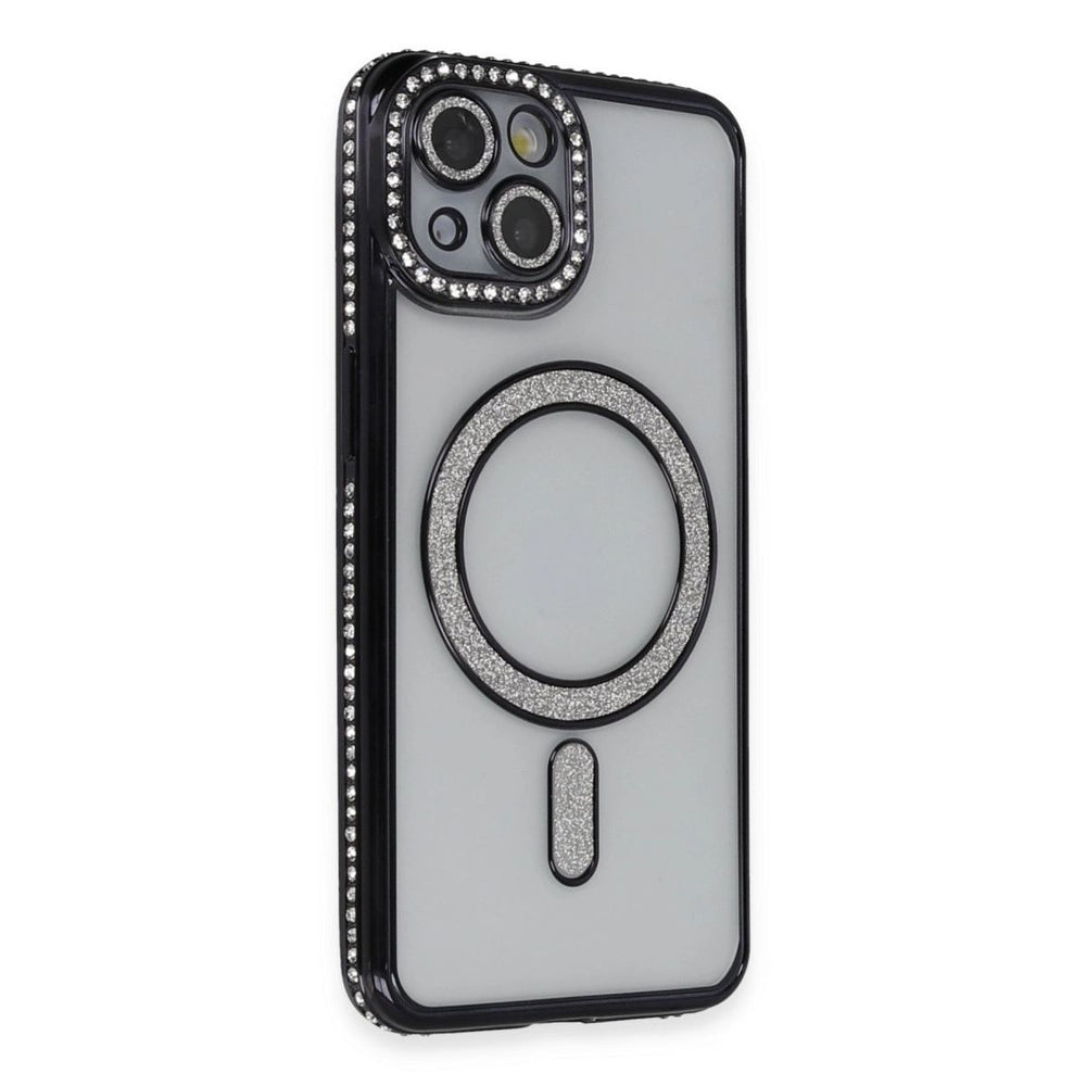 Apple İphone 13 Kılıf Joke Simli Magneticsafe Kılıf - Siyah