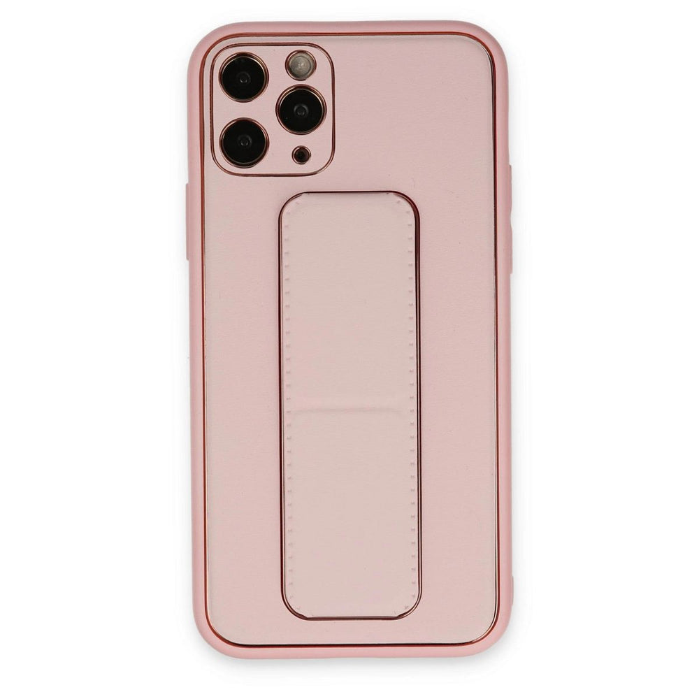 Apple İphone 11 Pro Max Kılıf Coco Deri Standlı Kapak - Pembe