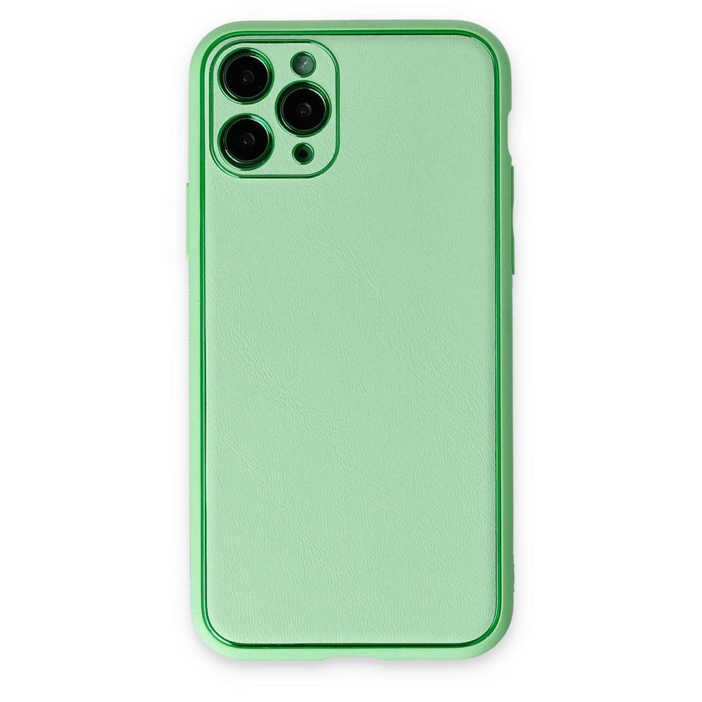 Apple İphone 11 Pro Kılıf Coco Deri Silikon Kapak - Açık Yeşil