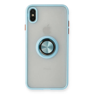Apple İphone X Kılıf Montreal Yüzüklü Silikon Kapak - Buz Mavi