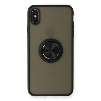 Apple İphone Xs Max Kılıf Montreal Yüzüklü Silikon Kapak - Siyah