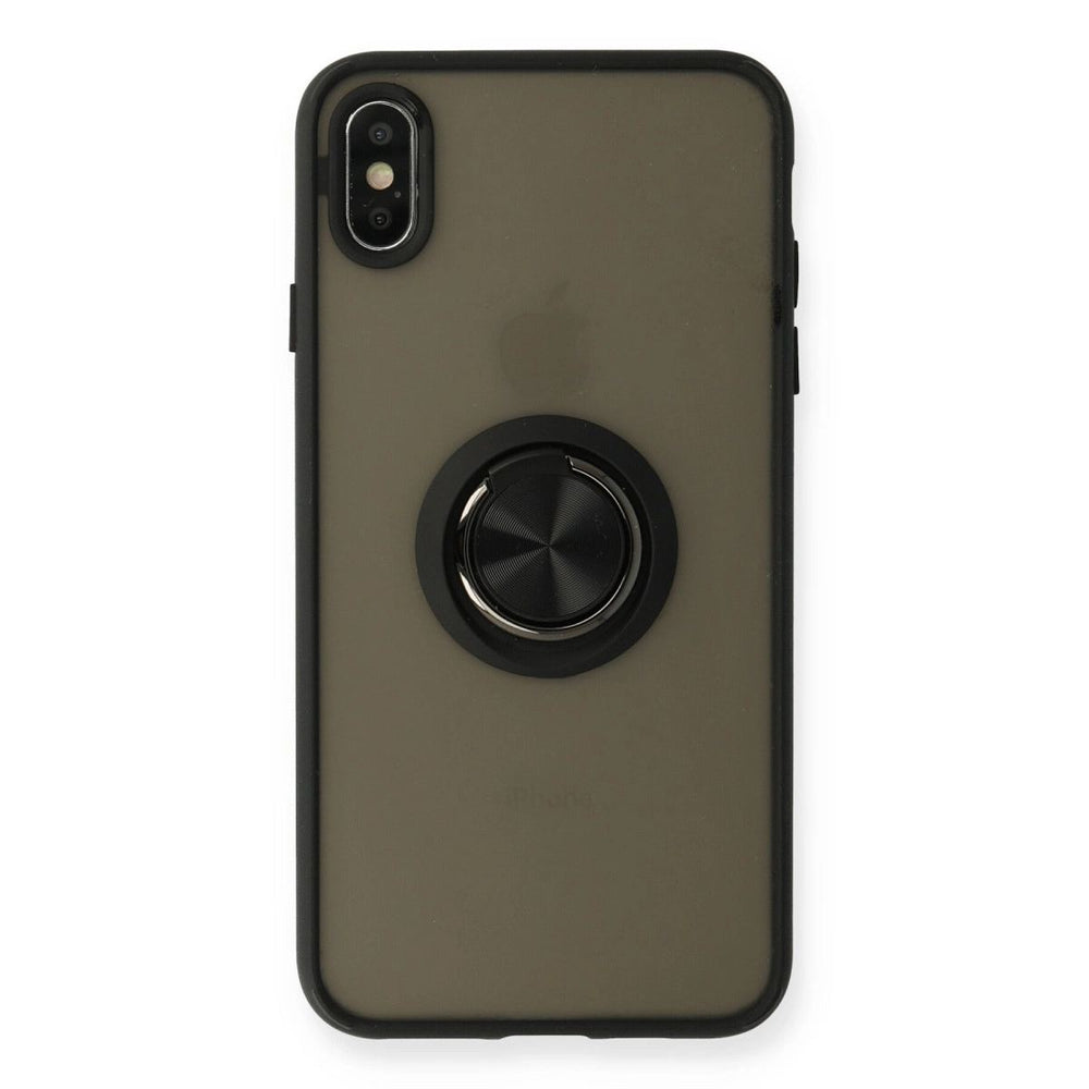 Apple İphone Xs Max Kılıf Montreal Yüzüklü Silikon Kapak - Siyah