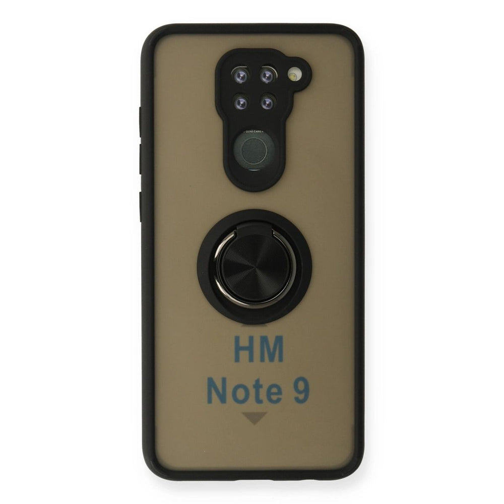 Xiaomi Redmi Note 9 Kılıf Montreal Yüzüklü Silikon Kapak - Siyah