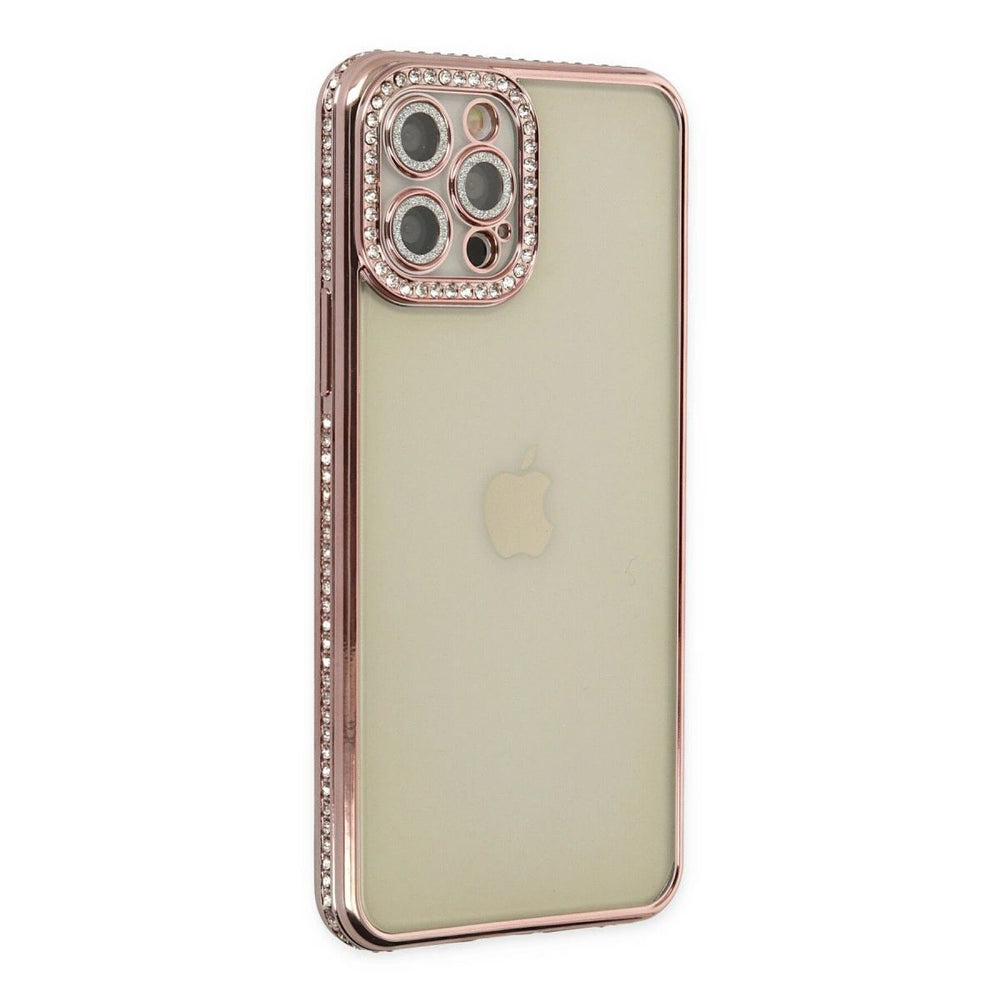 Apple İphone 12 Pro Kılıf Joke Taşlı Silikon - Pembe