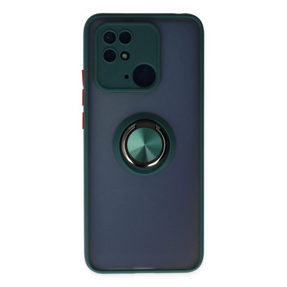 Xiaomi Redmi 10c Kılıf Montreal Yüzüklü Silikon Kapak - Yeşil