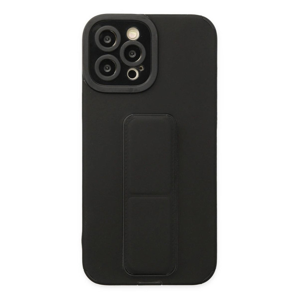 Apple İphone 12 Pro Max Kılıf Mega Standlı Silikon - Siyah