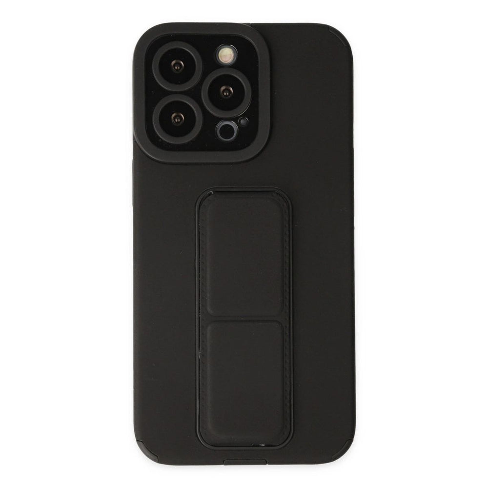 Apple İphone 13 Pro Max Kılıf Mega Standlı Silikon - Siyah