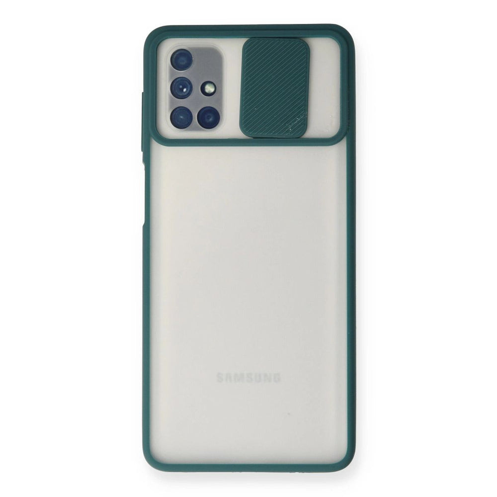 Samsung Galaxy M51 Kılıf Palm Buzlu Kamera Sürgülü Silikon - Yeşil