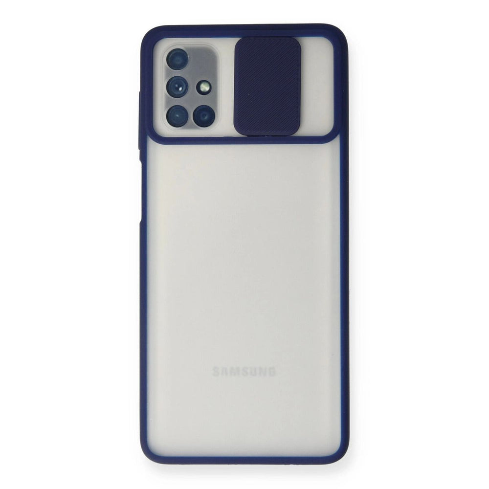 Samsung Galaxy M51 Kılıf Palm Buzlu Kamera Sürgülü Silikon - Lacivert