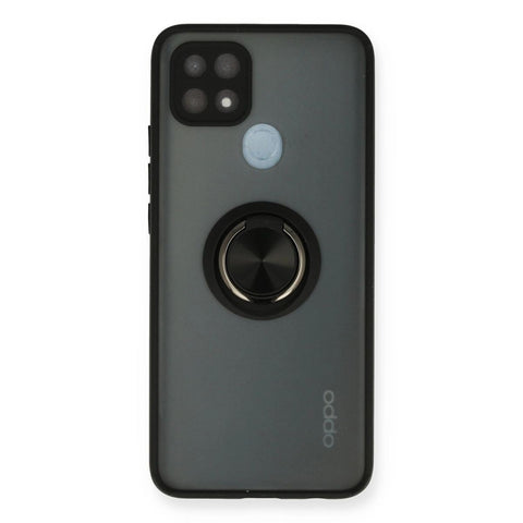 Oppo A15 Kılıf Montreal Yüzüklü Silikon Kapak - Siyah